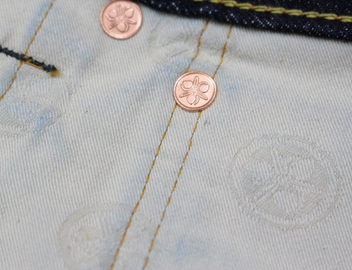 0105SP 15.7oz Deep Colored Indigo Going to Battle Label narrow tapered (One Wash)