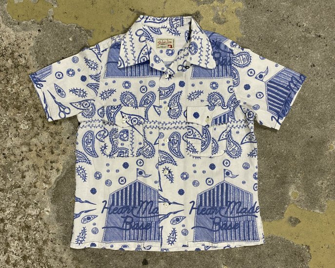 GZ-OPCBN-0404 open collar S/S shirts bandana pattern BL