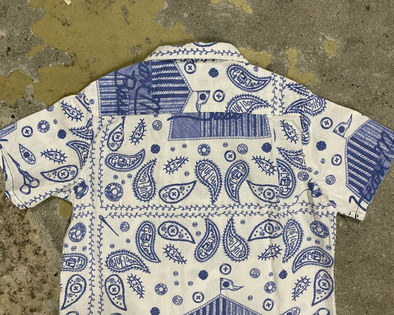 GZ-OPCBN-0404 open collar S/S shirts bandana pattern BL
