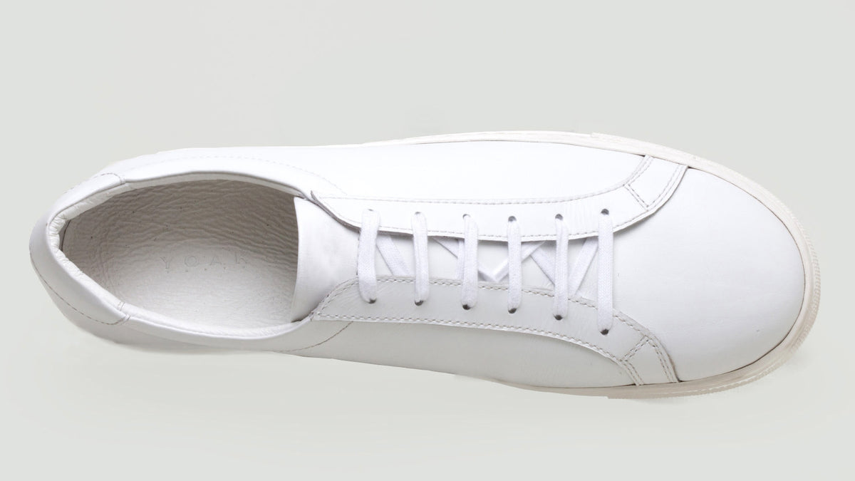 "STANLEY" LACE UP LEATHER SNEAKER (WHITE, BLACK)