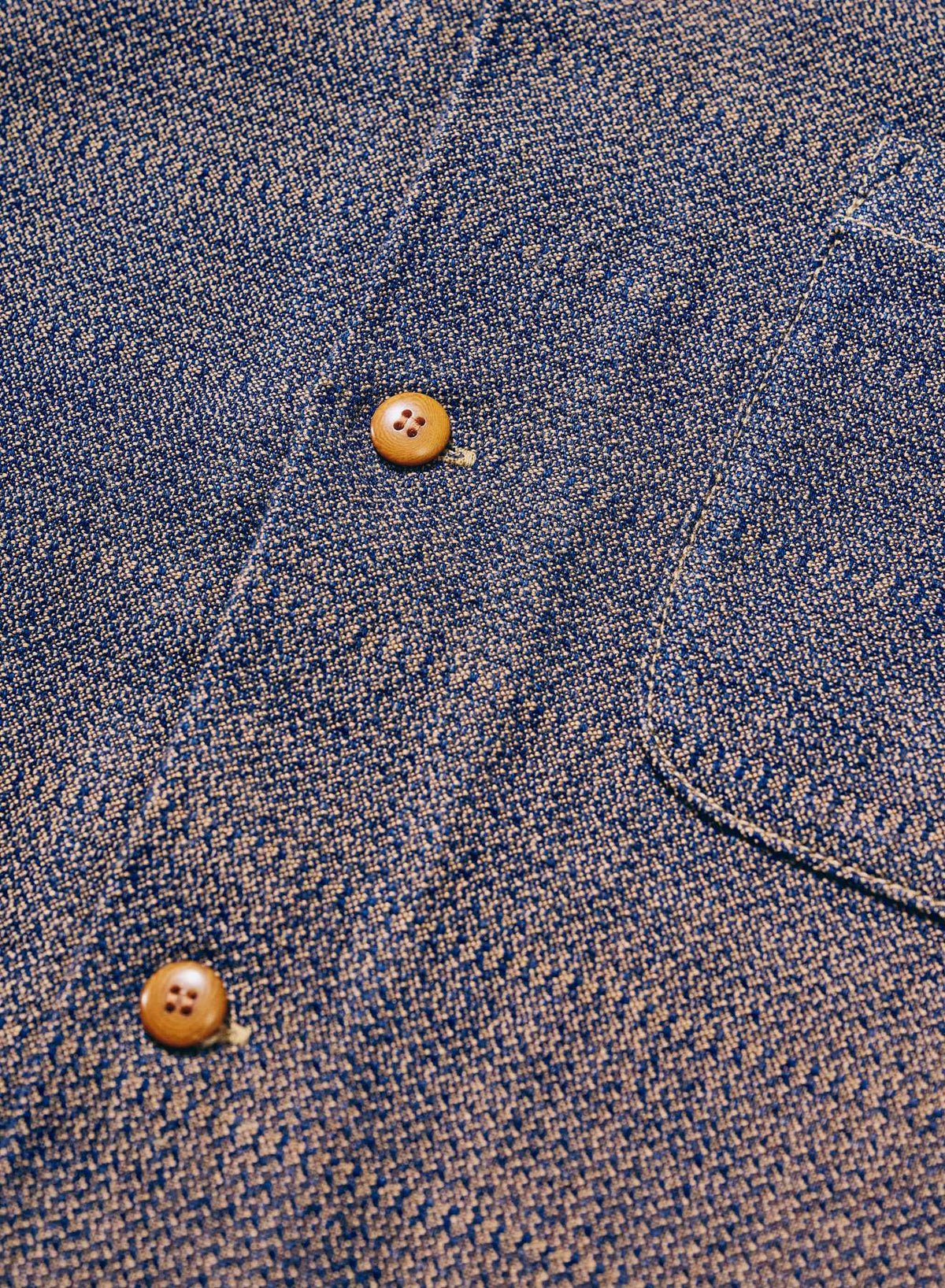 SOS26-KSK Kanoko Aimadara Open Collar Shirt (INDIGO x BROWN)