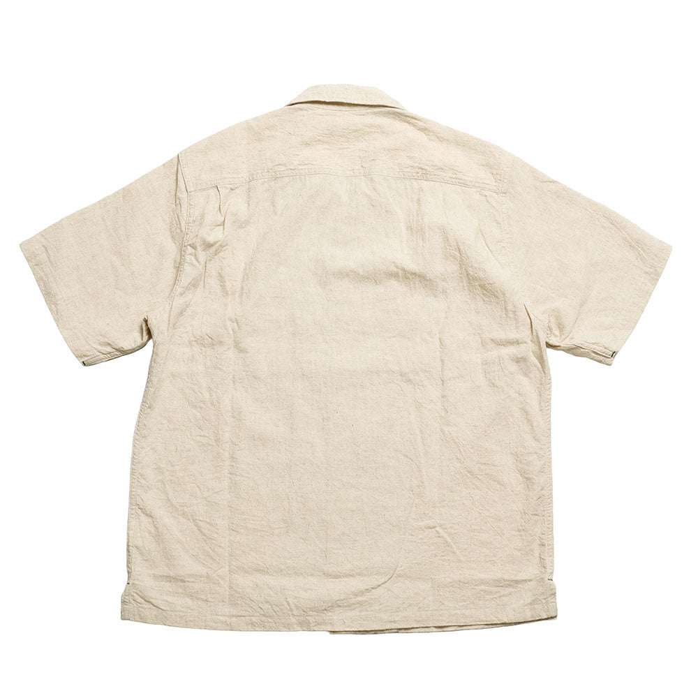 BP25502 Open Collar Cotton Linen Short Sleeve Shirt