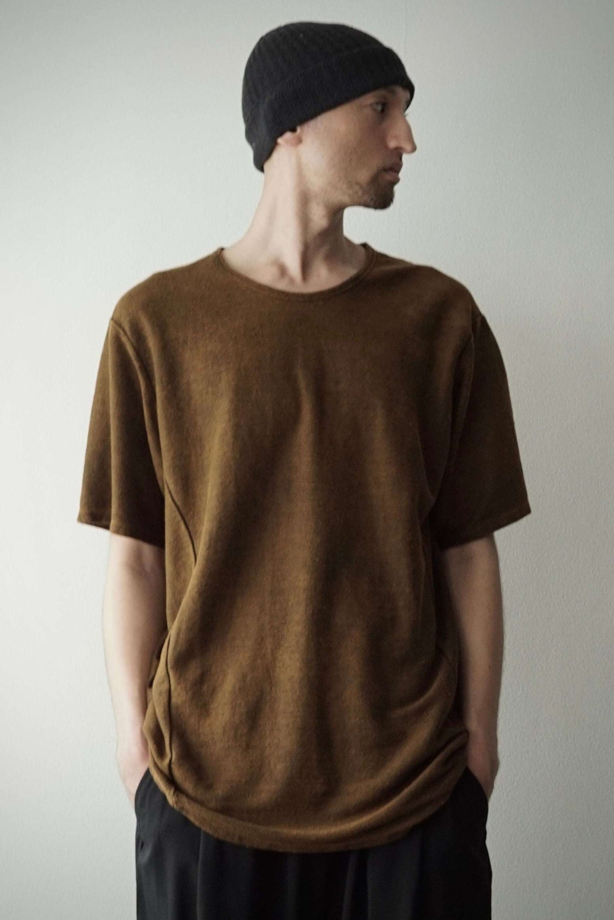 【CAPERTICA】CAP709CS13 Natural Dyed Linen Heavy Jersey / Solid H/S Tee