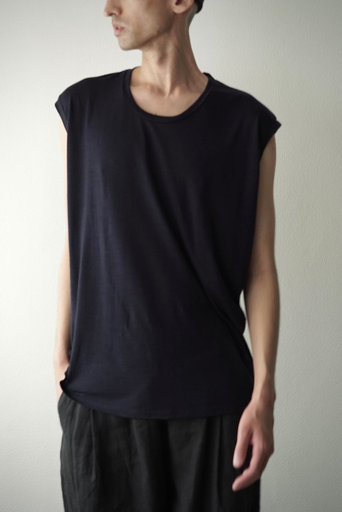 【CAPERTICA】CAP711CS02 Super120s Washable Wool jersey / Loosey Tank_Top