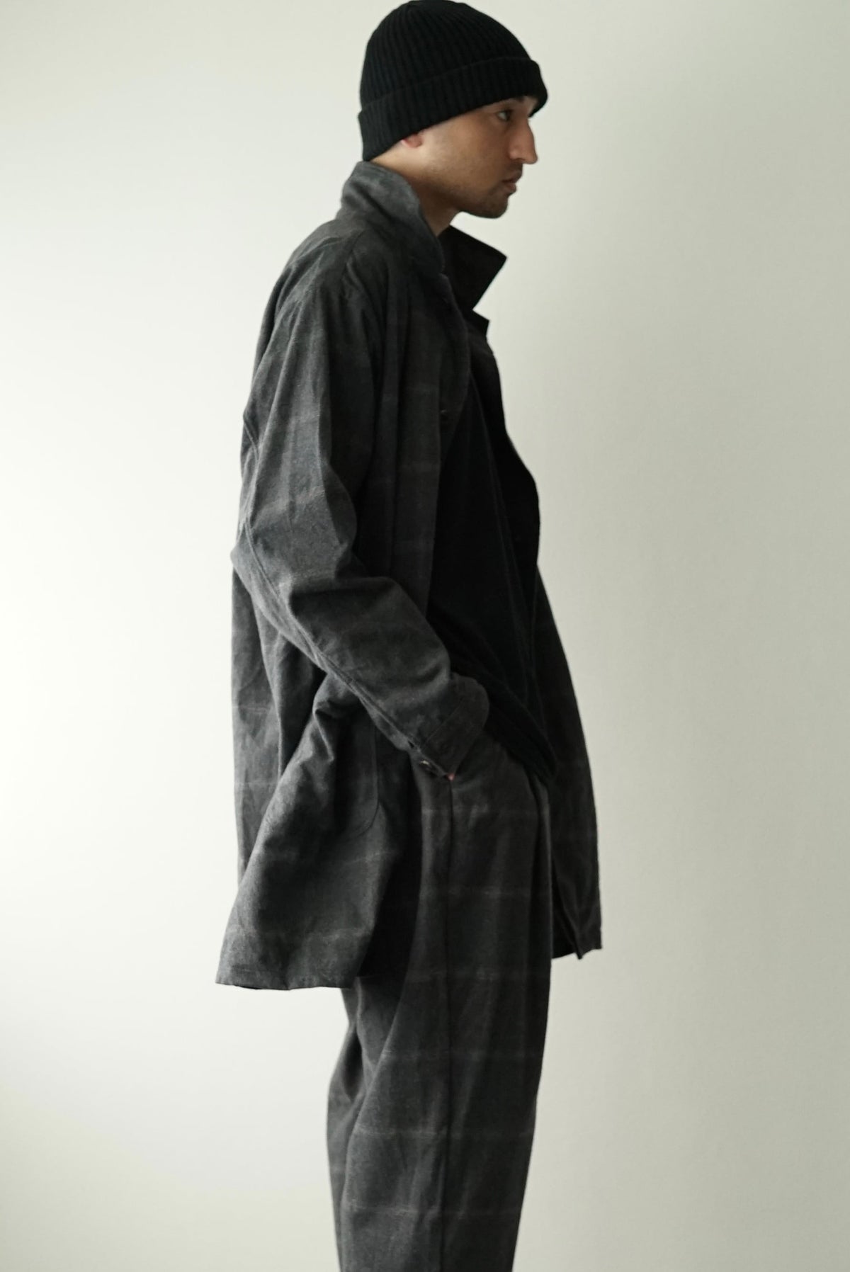 233SH27 Dark Melange Check / Atelier Shirts (CHARCOAL)