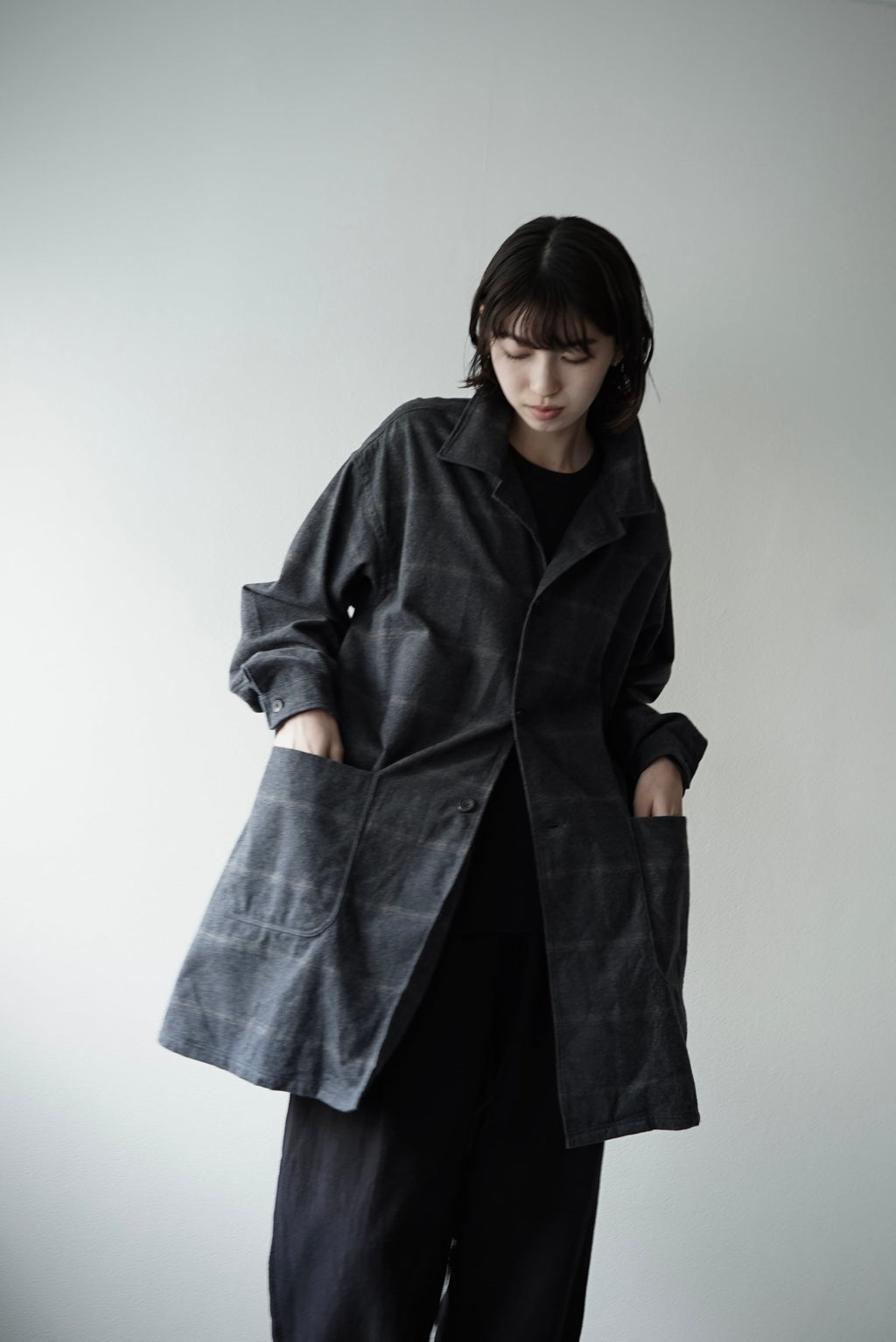 233SH27 Dark Melange Check / Atelier Shirts (CHARCOAL)