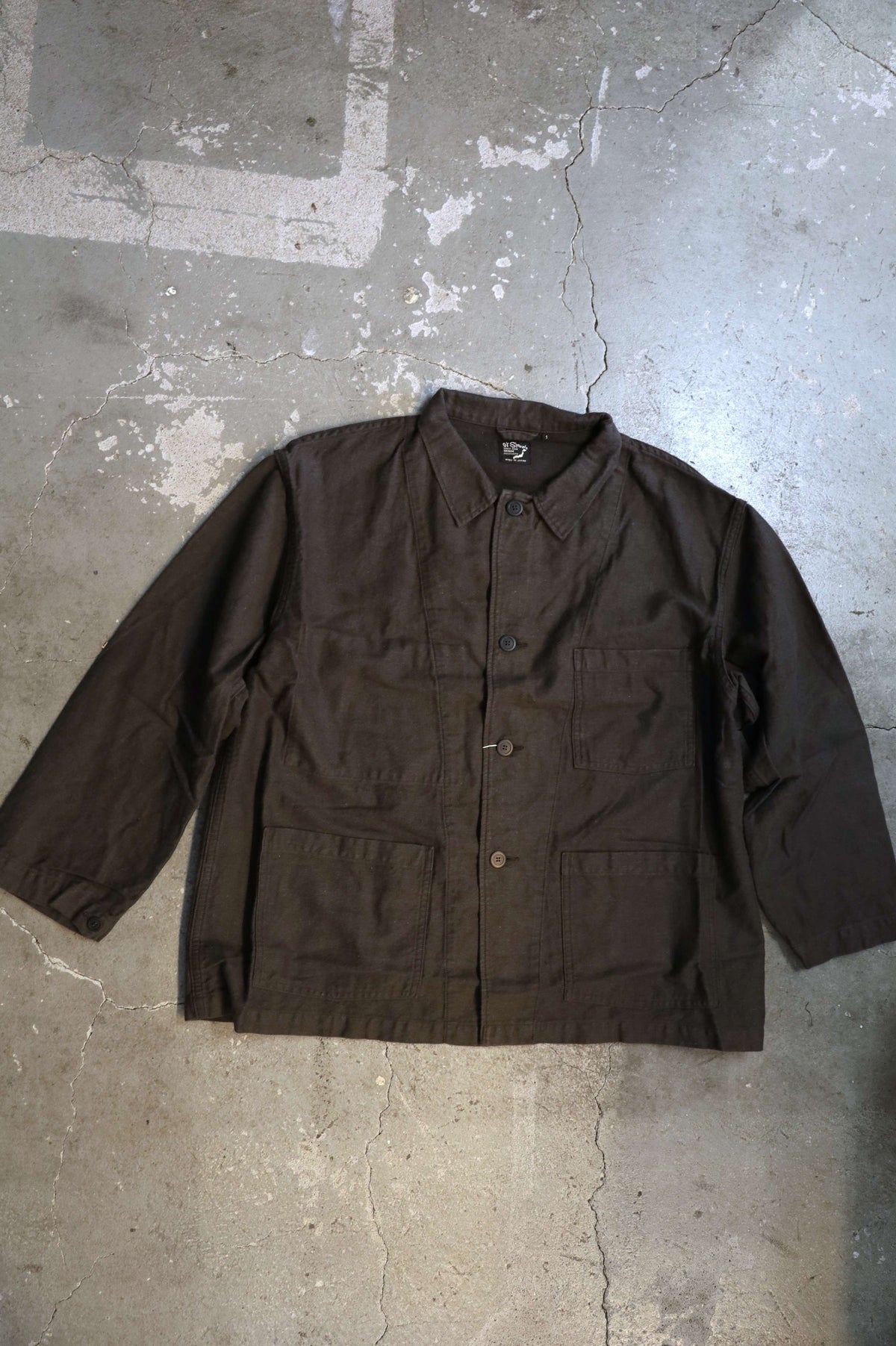 01-6061 COTTON LINEN MOLESKIN RELAX FIT SIMPLE WORK JACKET (60 Charcoal Gray)