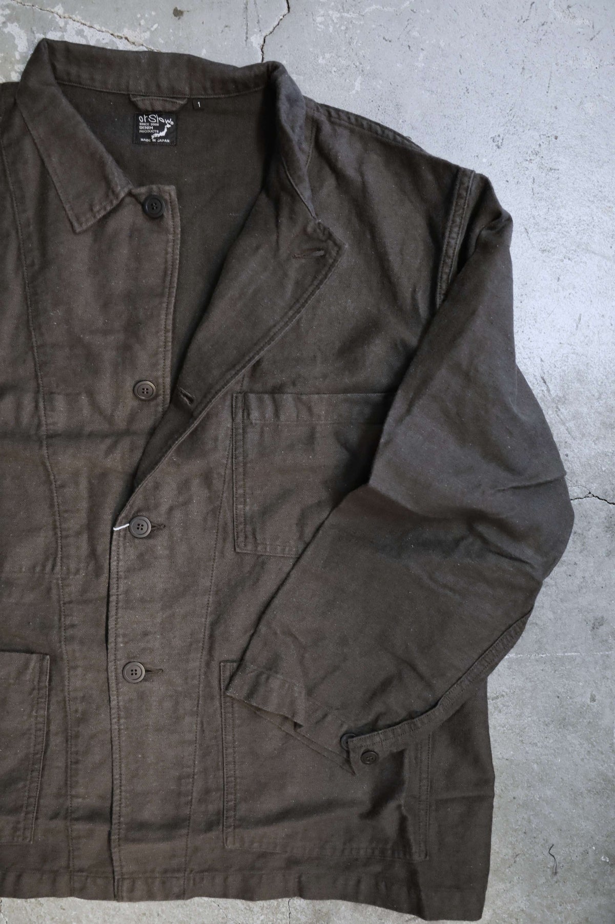 01-6061 COTTON LINEN MOLESKIN RELAX FIT SIMPLE WORK JACKET (60 Charcoal Gray)