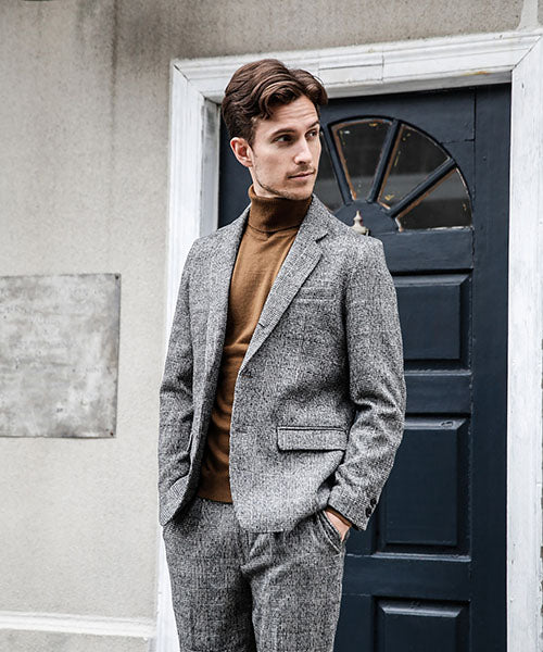 M-18345 C / W GLENCHECK / ROLLING DOWN 3B NOTCHED LAPEL JACKET (3 COLORS)