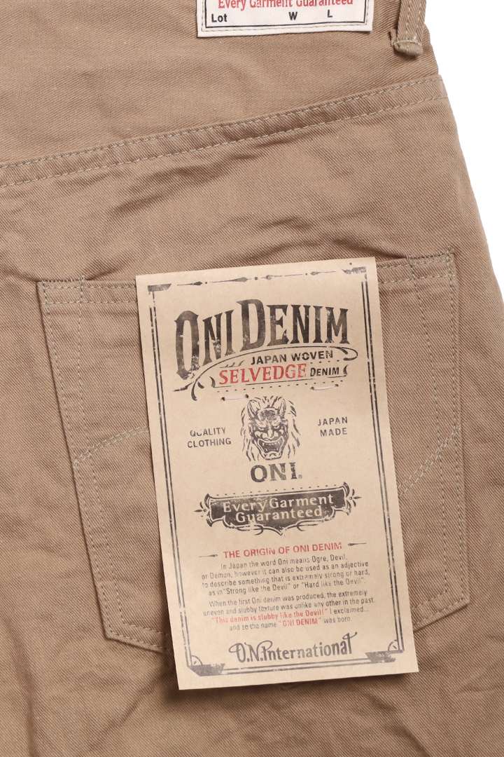 ONI022-SCKB 9.5oz Selvedge Chino Khaki Beige Relax Straight