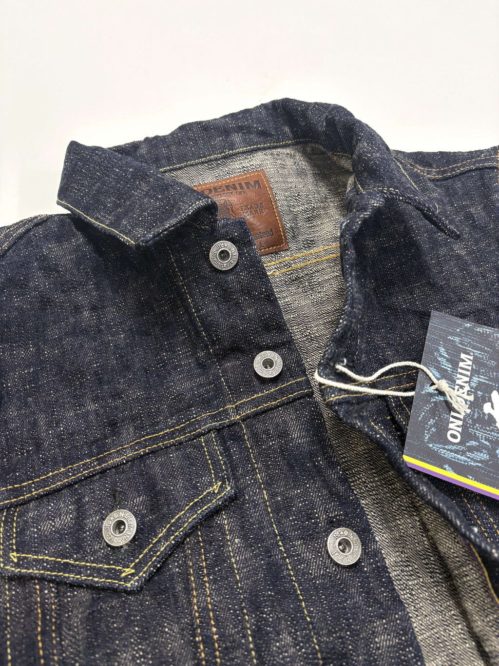 ONI02527P-KASURI 17oz ONI Kasuri Denim TypeⅢ Jacket with handwarmer