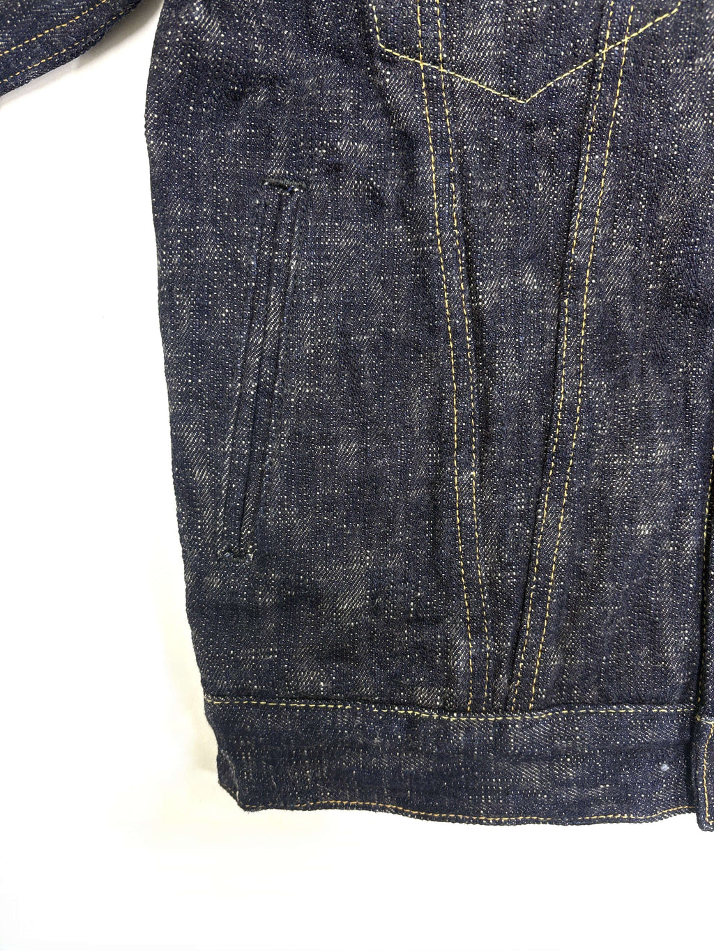 ONI02527P-KASURI 17oz ONI Kasuri Denim TypeⅢ Jacket with handwarmer