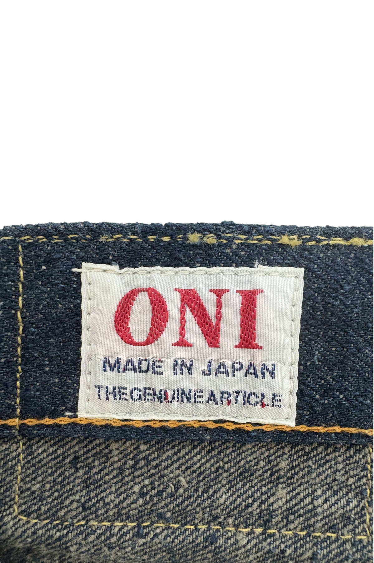ONI200CCD-GOLV 15oz Crushed Concrete Denim Weft: Grayish Olive Kabuki Selvedge Wide Straight