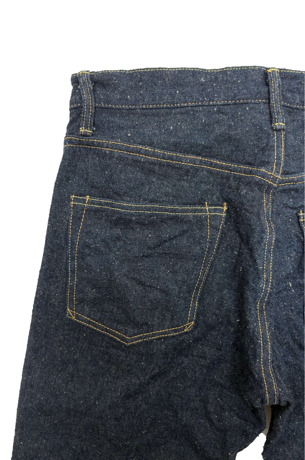 ONI200CCD-GOLV 15oz Crushed Concrete Denim Weft: Grayish Olive Kabuki Selvedge Wide Straight