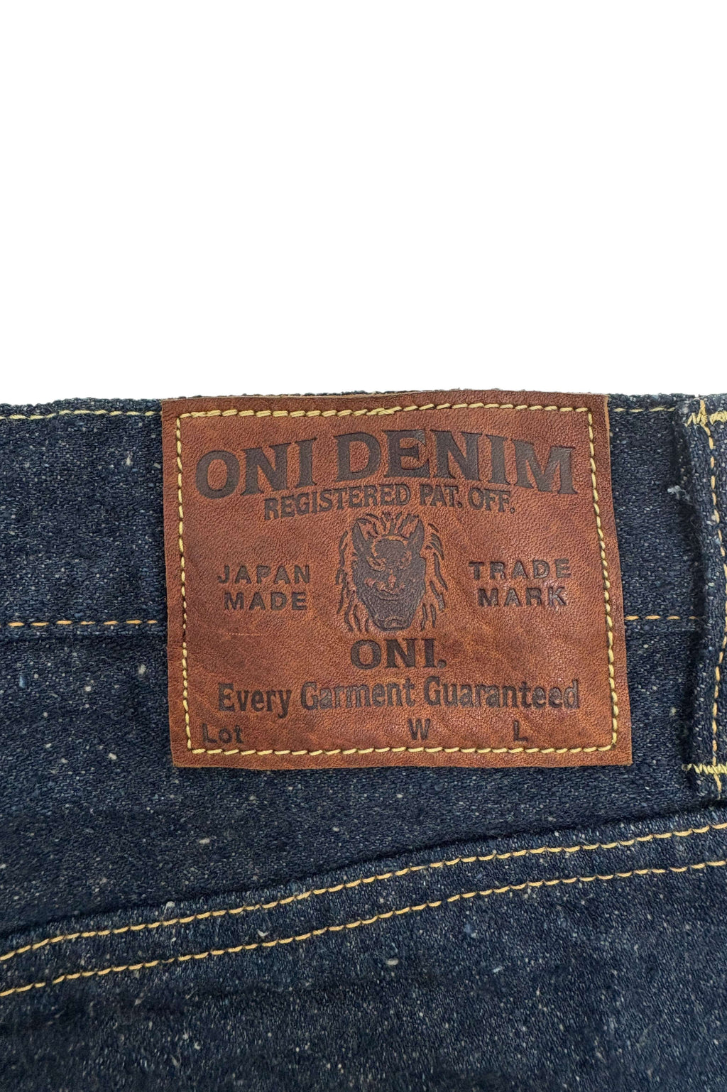 ONI200CCD-GOLV 15oz Crushed Concrete Denim Weft: Grayish Olive Kabuki Selvedge Wide Straight