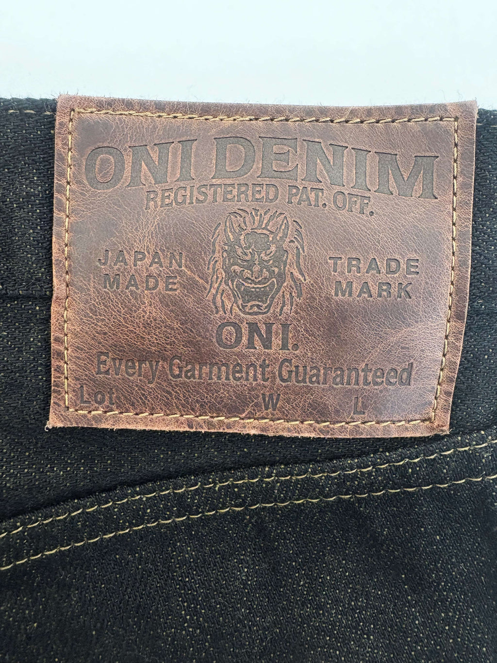 ONI246-BKOL 12.5oz Black x Olive Selvedge Denim Neat Straight