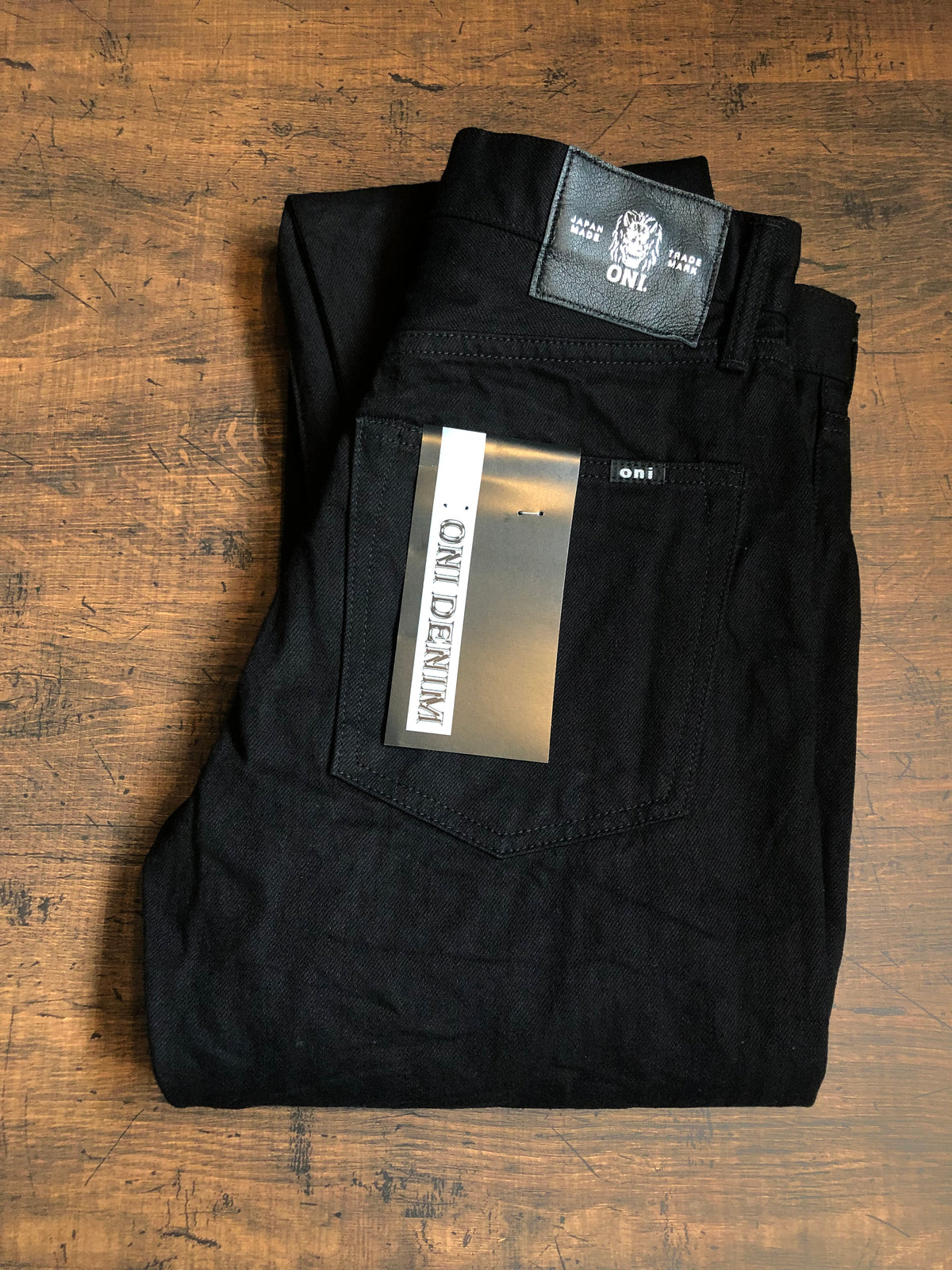 ONI286-13BK 13oz Jet Black Denim Neat Straight