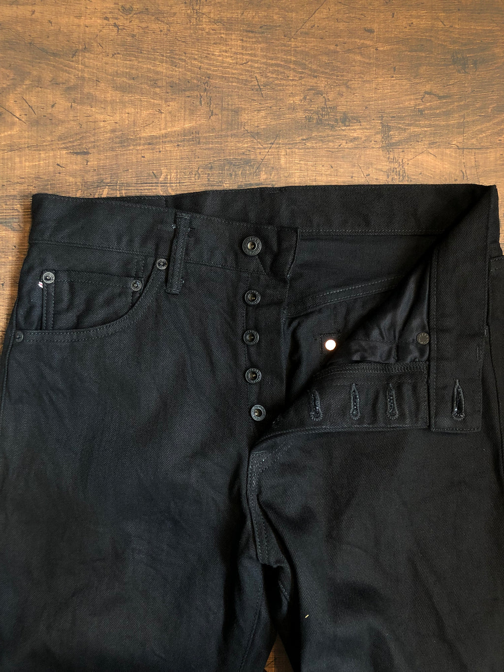 ONI286-13BK 13oz Jet Black Denim Neat Straight