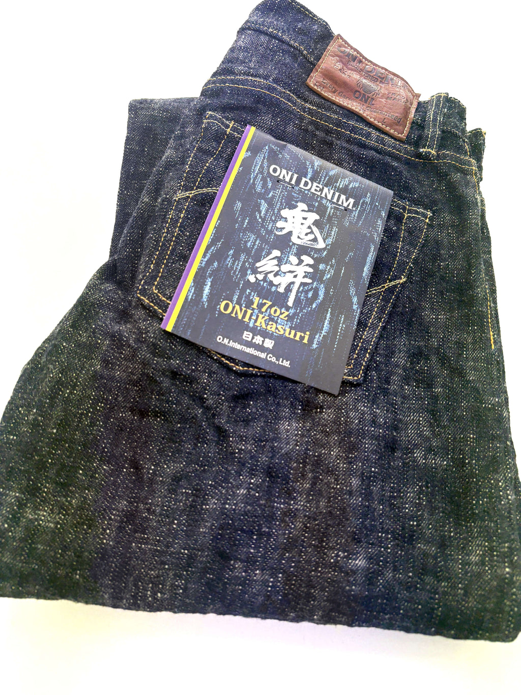 ONI505-KASURI 17oz ONI Kasuri Denim Retro style Regular Straight