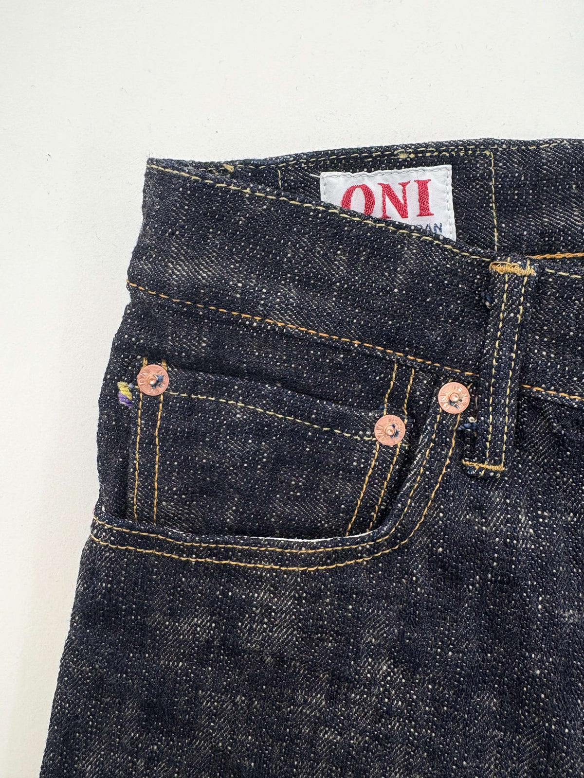ONI505-KASURI 17oz ONI Kasuri Denim Retro style Regular Straight
