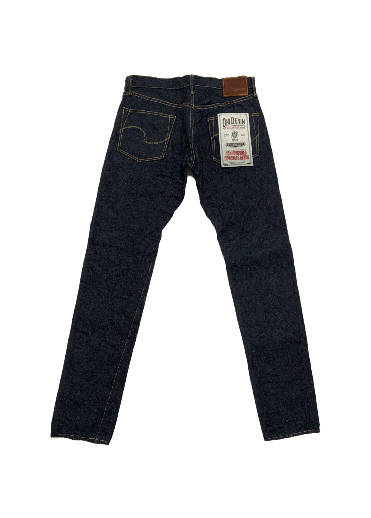 ONI622CCD-GOLV 15oz Crushed Concrete Denim Weft: Grayish Olive Kabuki Selvedge Relax Tapered