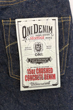 ONI902CCD-MOCA 15oz Crushed Concrete Denim Weft: Moca High rise Relax Tapered