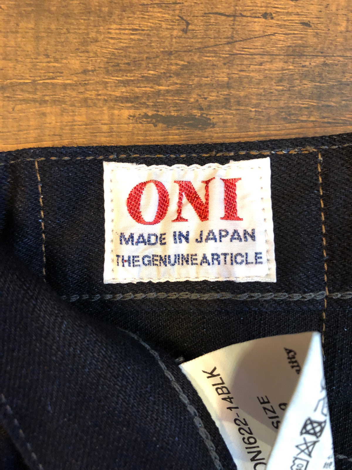 ONI200-14BLK 14oz Oni Denim (Weft: Black) Wide Straight