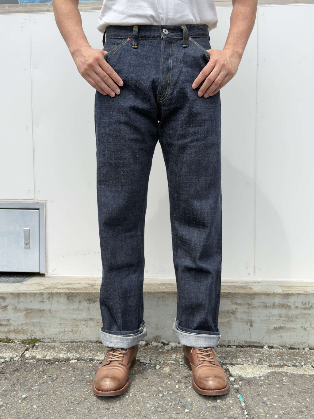 TRPDM1605 14.5oz TROPHY CLOTHING × Denimio COLLAB DIRT DENIM REGULAR STRAIGHT