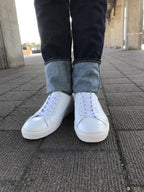 "STANLEY" LACE UP LEATHER SNEAKER (WHITE, BLACK)