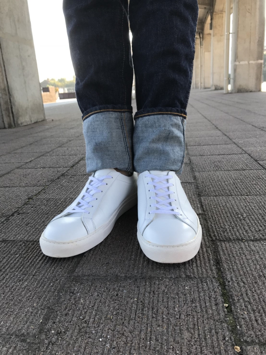 "STANLEY" LACE UP LEATHER SNEAKER (WHITE, BLACK)