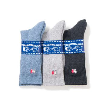 7305 Embroidery Long Socks (3 COLORS),BLUE, small image number 0