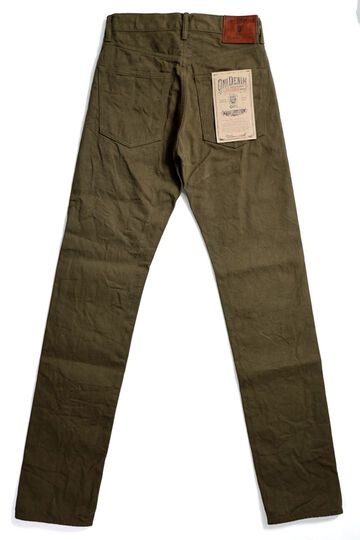 ONI246-OLOL 12oz weft and warp sulfur dyed olive Denim Neat Straight,, small image number 8