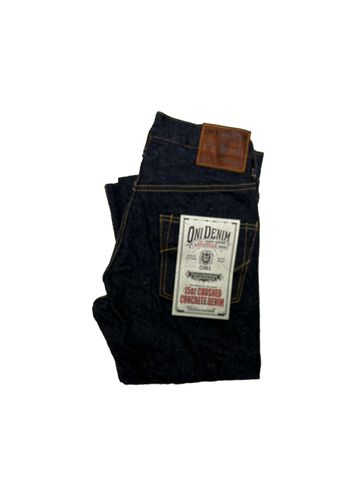 ONI902CCD-GOLV 15oz Crushed Concrete Denim Weft: Grayish Olive Kabuki Selvedge High rise Relax Tapered,, small image number 0