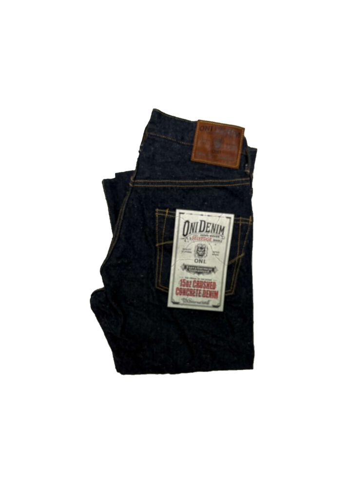 ONI902CCD-GOLV 15oz Crushed Concrete Denim Weft: Grayish Olive Kabuki Selvedge High rise Relax Tapered,, medium