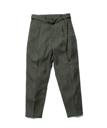 M-19101 / RETRO POLYESTER TWILL / BELTED WIDE TAPERED PANTS,BROWN, small image number 5