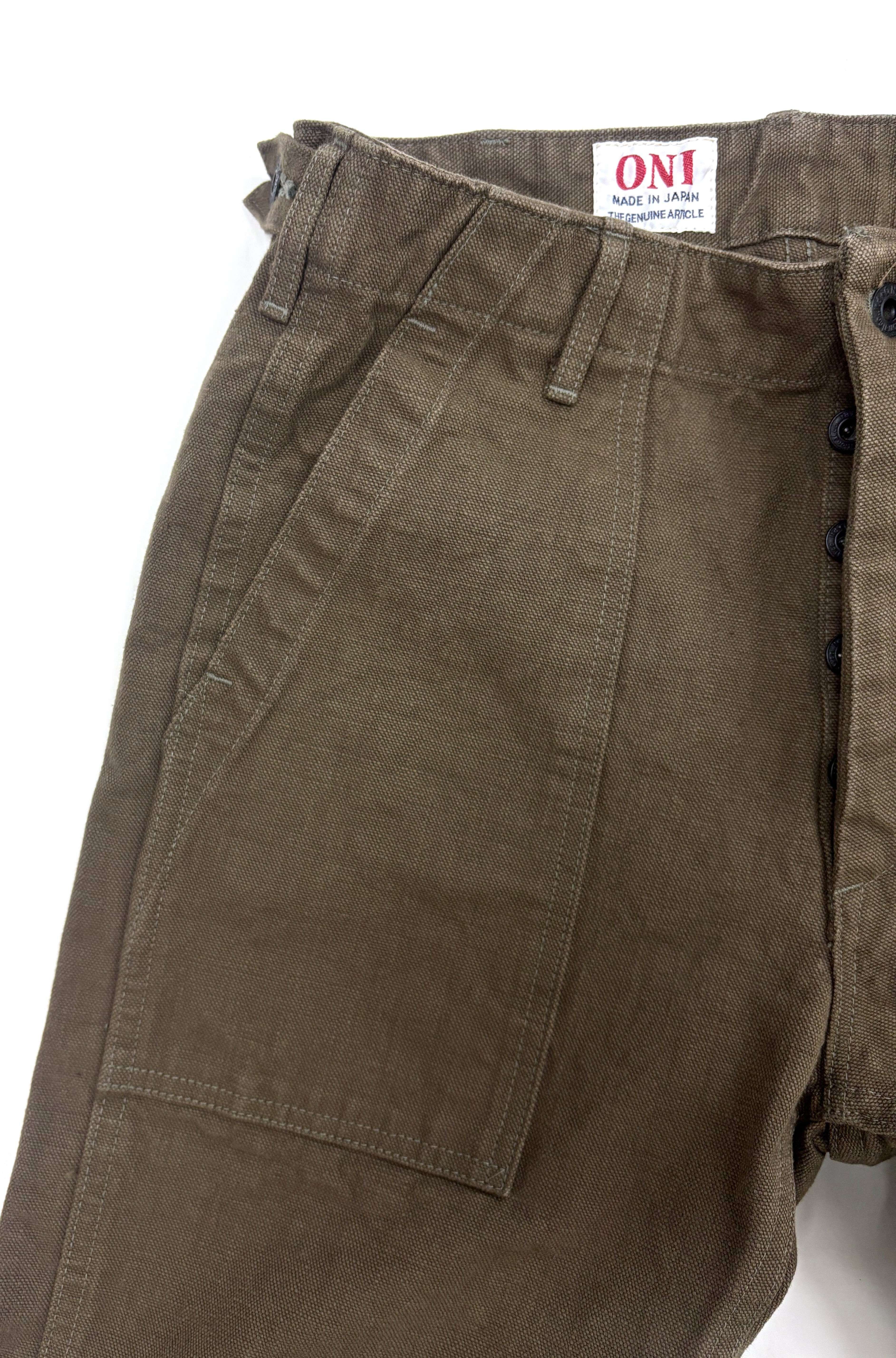 DENIMIO | ONI207-HOX-OLB 13oz Sulfur dye Heavy Oxford Olive Brown