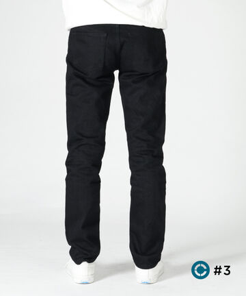 CIRCLE 14oz Zimbabwe x Australian cotton vintage Selvedge Black straight (One washed) J316,, small image number 2