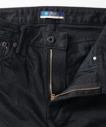 CIRCLE 14oz Zimbabwe x Australian cotton vintage Selvedge Black straight (One washed) J316,, small image number 4