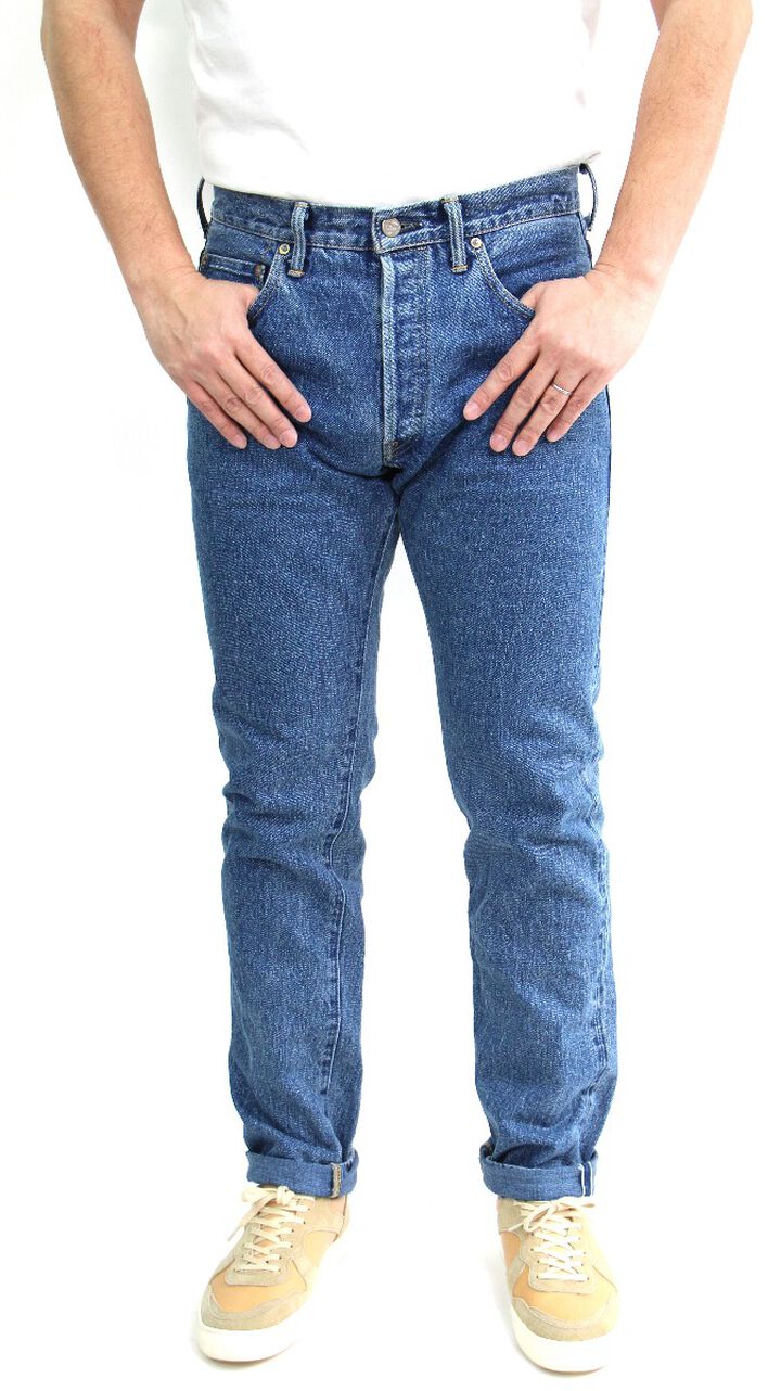 YU9983STHT 16.5oz Natural Indigo "Yurai" Stone Wash High Rise Tapered Jeans