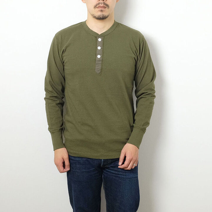 HBP-016 Henry Neck Long Sleeve T-Shirt (6 COLORS),OLIVE, medium image number 3