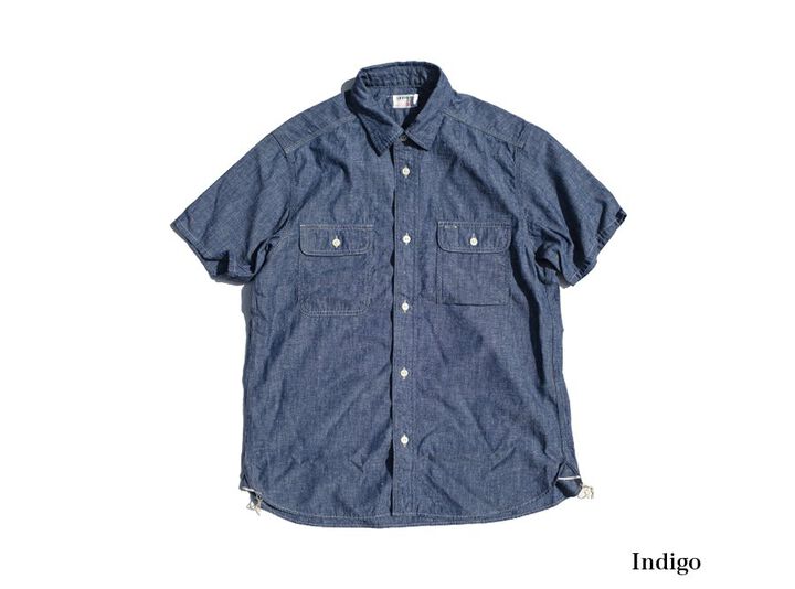 TR-SH05 Harvest Chambray short sleeve Shirt-INDIGO-3XL,INDIGO, medium