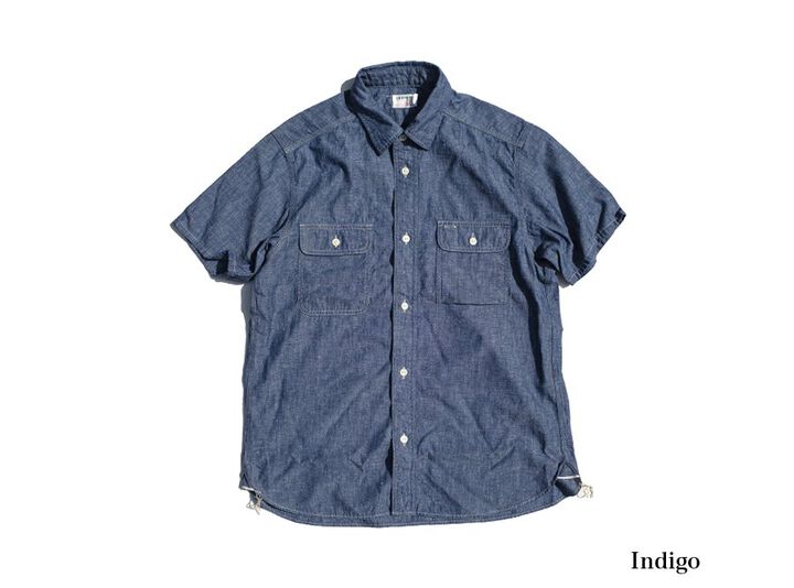 TR-SH05 Harvest Chambray short sleeve Shirt-INDIGO-XL,INDIGO, medium image number 0