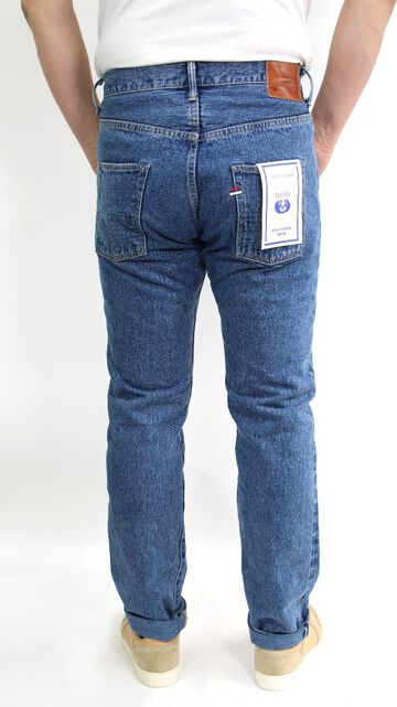 YU9983STHT 16.5oz Natural Indigo "Yurai" Stone Wash High Rise Tapered Jeans-One Washed-28,, small image number 3