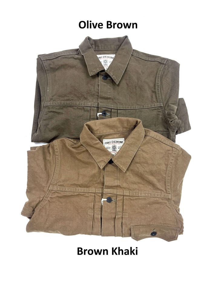 ONI01507L-HOX-BRK 13oz Sulfur dye Heavy Oxford Brown Khaki TypeⅠJacket,, medium image number 8