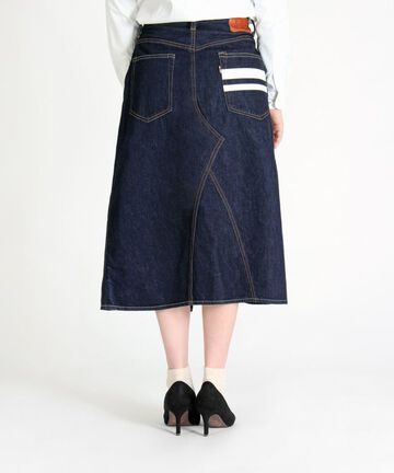 MZSK0103 (SK0103-2) 12oz Going to Battle Label Women's denim winding skirt,, small image number 2