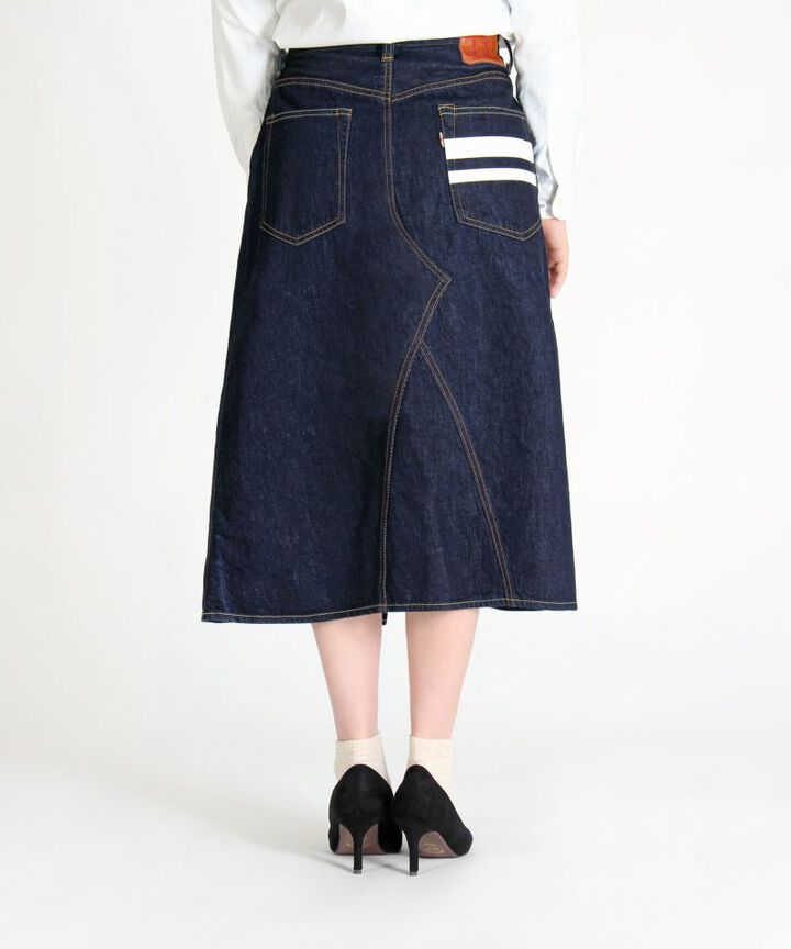 MZSK0103 (SK0103-2) 12oz Going to Battle Label Women's denim winding skirt,, medium image number 2