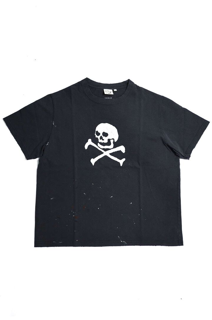 01-0118SK-61 Vintage Fade Skull Print T-Shirt,, medium