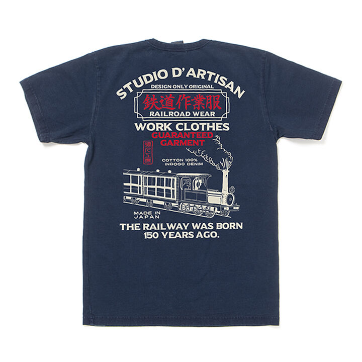 8076 Rail Road series Indigo Print T-shirts-DARK INDIGO-XS,DARK INDIGO, medium image number 1