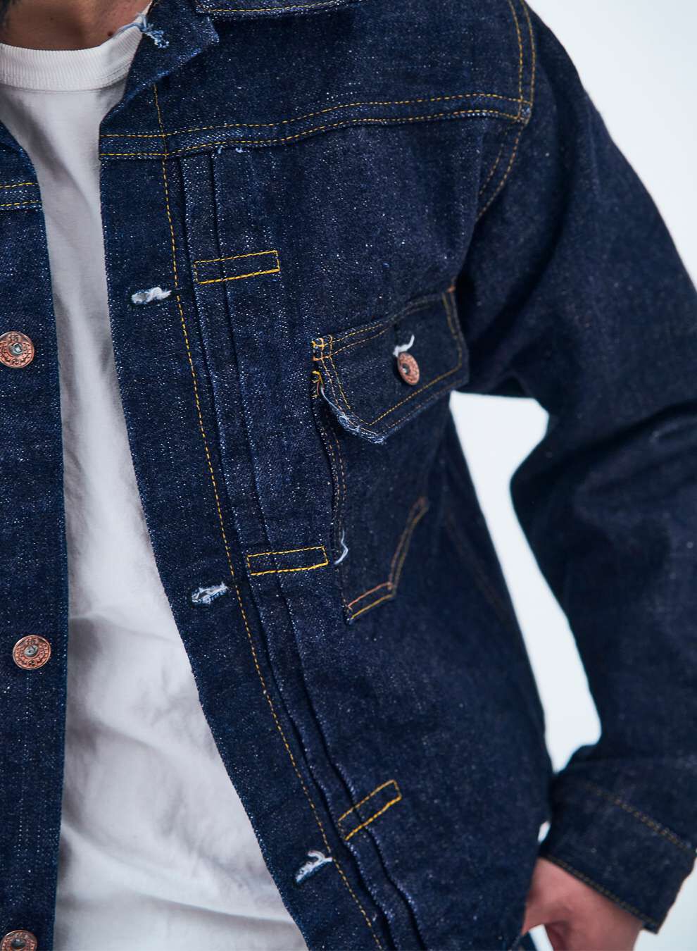 DENIMIO | S556VX 17oz Zero+ Type 1 Denim Jacket with T-BACK spec