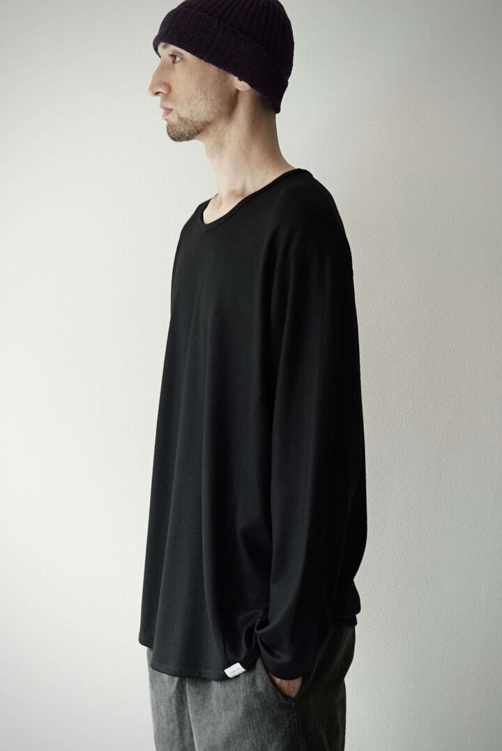 【CAPERTICA】CAP708CS27 Super140s Washable Wool MW_Jersey / Solid L/S Tee,BLACK, medium image number 1
